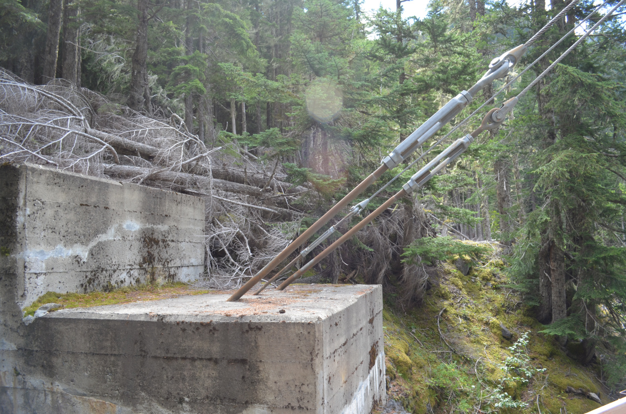 The primary anchor for the bridge suspension cables.