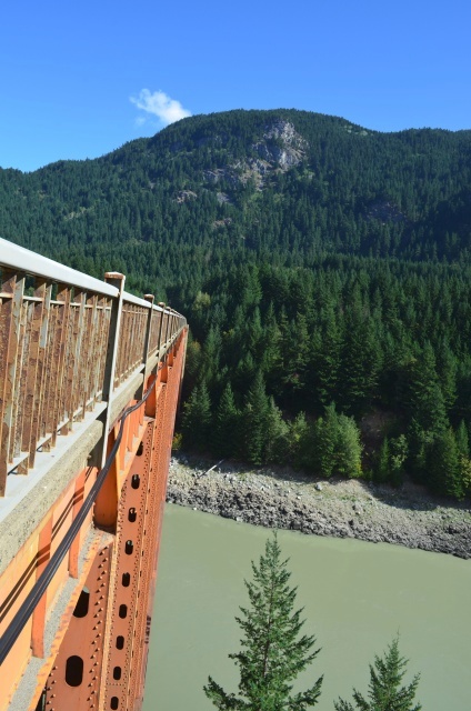 View of the river and the side of the bridge.