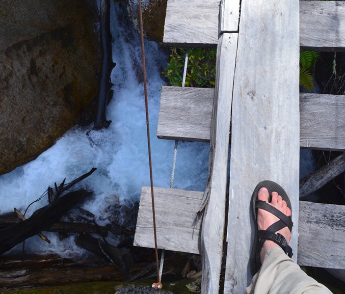 Cochamo Footbridge and river below