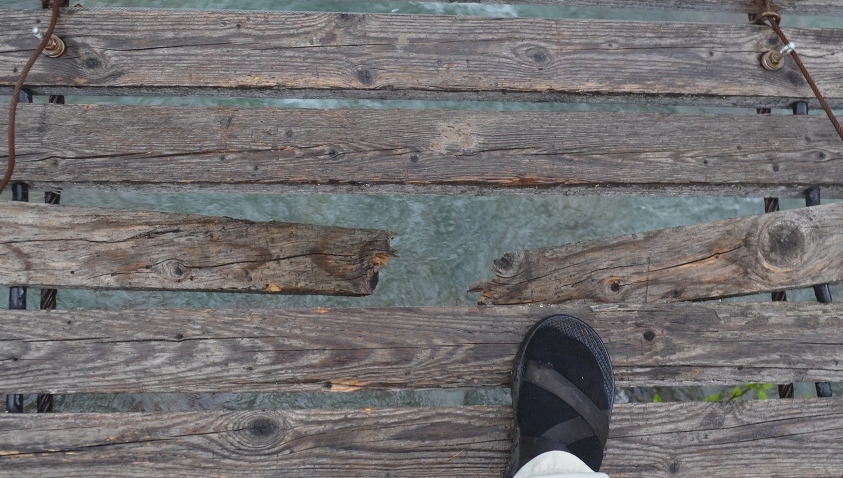 Broken plank in Ole Creek bridge