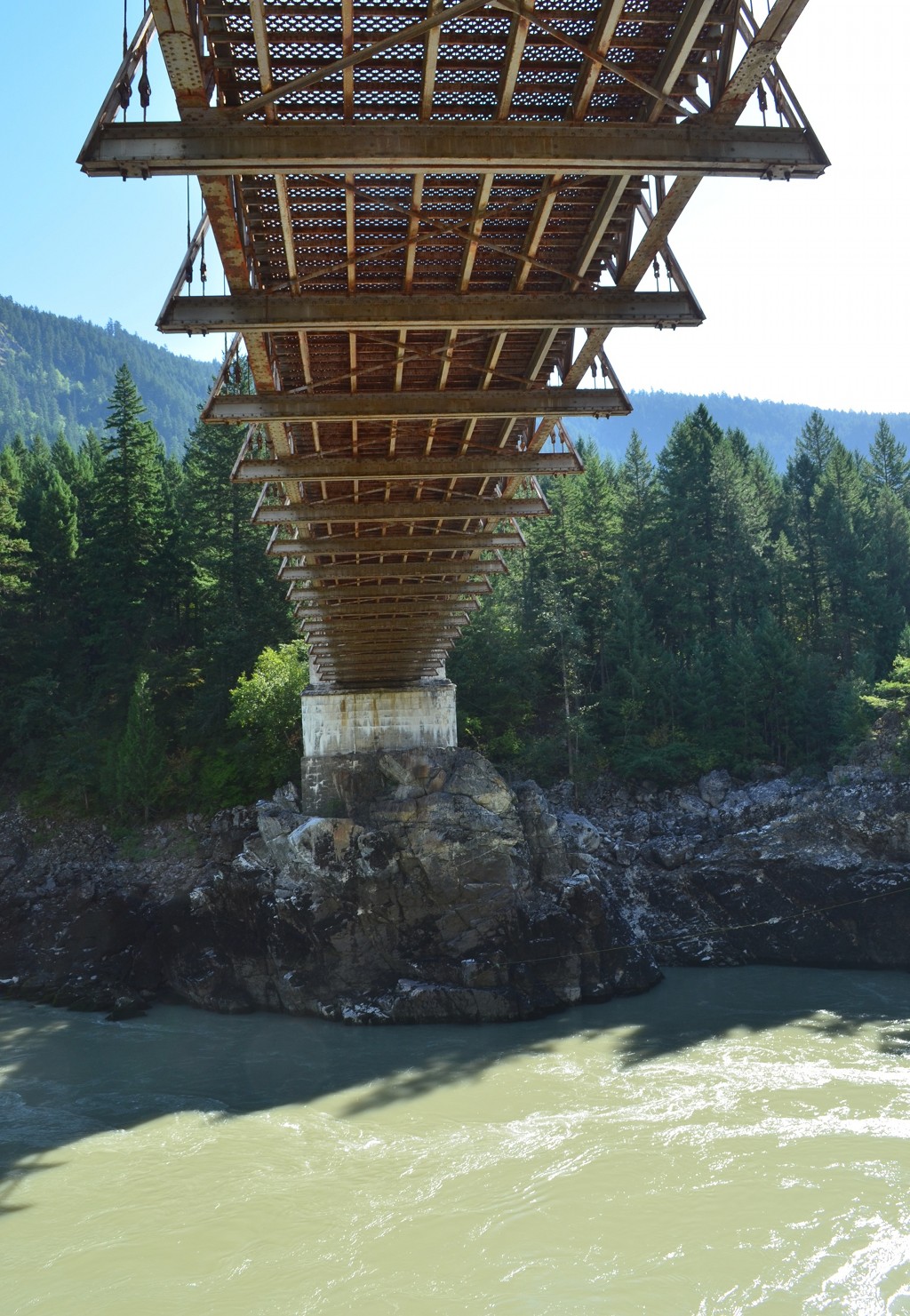 View of underside of Alexandra Suspension bridge