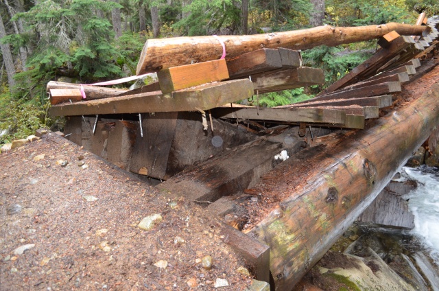 Detail of beams on Bridge Creek Bridge, Pacific Crest Trail